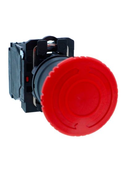 Schneider XB5AS542N, Emergency switching off push button, Harmony XB5, Plastic, Red, 40mm, Turn to Release, 1 NC