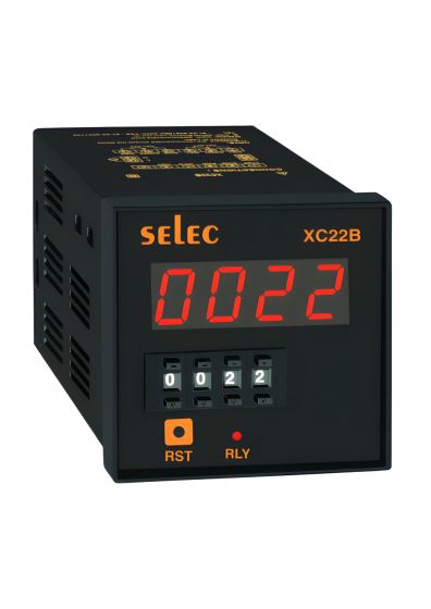 Selec XC22B-4-AR-M1-230, 4 Digits Single 7 Segment LED Display, Preset Counter, 72x72mm, Panel Mount
