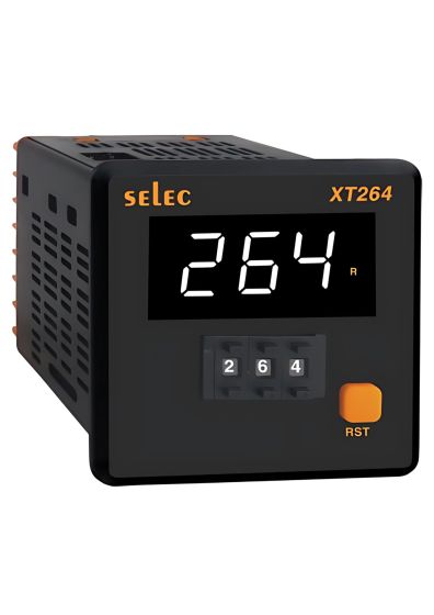 Selec XT264A, 3 Digit Single display, Thumbwheel, On delay/ Interval mode Digital Timer, Size 72x72mm, Panel Mount, Low Depth