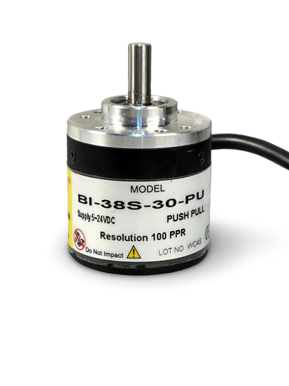 BI-38S-30-PU||Incremental Rotary Encoder, Diameter 38mm, Shaft Type, Shaft Diameter 6mm, PPR 30, Push Pull, 5~24V DC