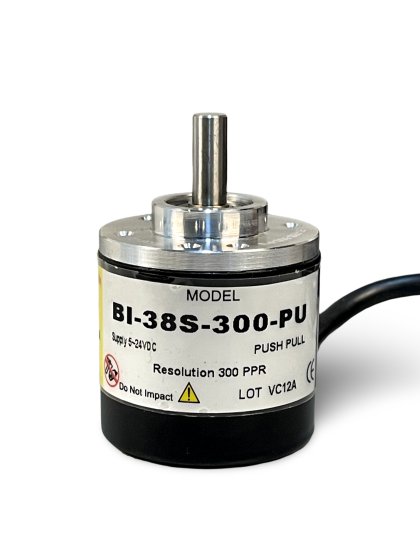 BI-38S-300-PU||Incremental Rotary Encoder, Diameter 38mm, Shaft Type, Shaft Diameter 6mm, PPR 300, Push Pull, 5~24V DC