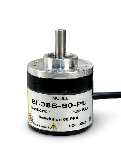 BI-38S-60-PU||Incremental Rotary Encoder, Diameter 38mm, Shaft Type, Shaft Diameter 6mm, PPR 60, Push Pull, 5~24V DC