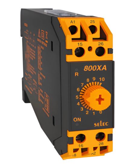 Selec 800XA, On Delay / Interval Mode Analog Timer, Size 22.5mm, DIN Rail Mount