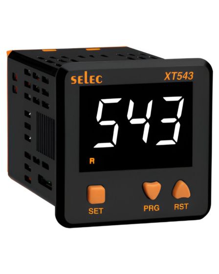 Selec XT543A, 3 Digit Single LED Display, Multifunctional Digatal Timer, Size 48x48mm, Panel Mount, Low Depth