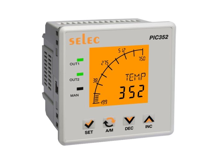 Selec PIC352-11-U-0-1, 4+4 Digit Dual LCD Display Universal Input Indicator with Graphical Representation, 2 Alarm Relay Output, Size 96x96mm, Panel Mount