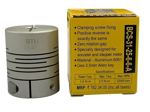 BCS-31-25-6-6-A||Spiral Aluminium Flexible Coupling, 6mmx6mm (Encoder, Stepper Motor) 