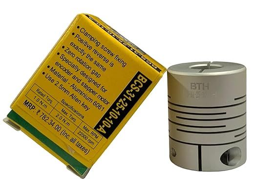 BCS-31-25-10-10-A||Spiral Aluminium Flexible Coupling, 10mmx10mm (Encoder, Stepper Motor) 