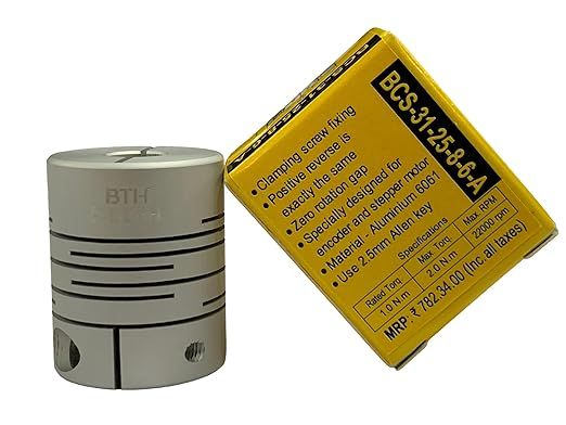 BCS-31-25-8-6-A||Spiral Aluminium Flexible Coupling, 8mmx6mm (Encoder, Stepper Motor) 